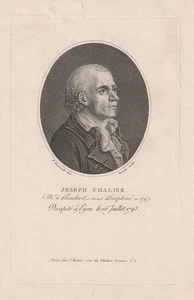 c1790 Marie Joseph CHALIER Jakobiner Frankreich Revolution Kupferstich-Porträt - Picture 1 of 1