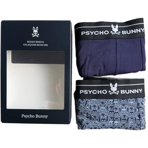 Paquete de 2 calzoncillos boxer Psycho Bunny XL azul marino con logotipo ropa interior para hombre nuevos - Imagen 1 de 8