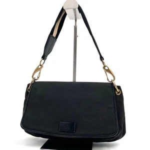 GUCCI Vintage Sherry Line Canvas Leather Logo Plate Shoulder Bag Black - Bild 1 von 24