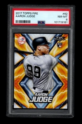 2017 Topps Fire Aaron Judge RC #62 PSA 8 New York Yankees - Image 1 of 2