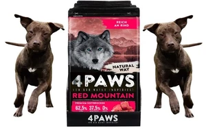 💎 4x 2kg 4PAWS Hundefutter Red Mountain Rind Trockenfutter Getreidefrei Futter - Bild 1 von 3