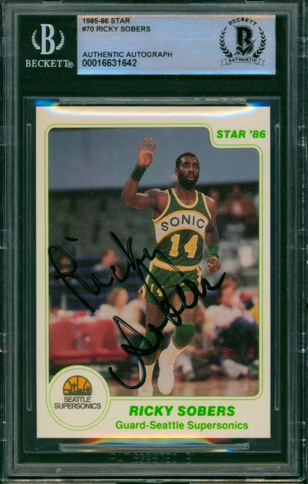 1985-86 Star Co RICKY SOBERS Signed Card #70 Slabbed Auto Seattle Sonics SP BAS - Image 1 of 2