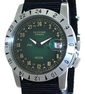 Glycine AIRMAN Green NOON Automatik Purist 24-Stunden ZB Saphirglas GL0476 - Imagen 1 de 6