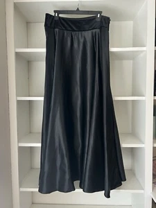 1990er RALPH Ralph Lauren schwarzer Satin voller Rock Größe Large VINTAGE SELTEN - Bild 1 von 8