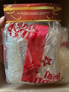 Kit addobbo per cesto natalizio paglia bianca e nastro rosso e nylon trasparente - Imagen 1 de 2