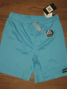 New boys Hurley bathing swim suit shorts swimwear mesh lining Large 12-14 blue - Picture 1 of 1