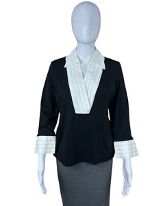 ANNE FONTAINE Adenora Smoking Top Gr. 10 (42) 3/4 Arm weiß Kragen adrett - Bild 1 von 17