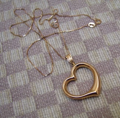 NEW 14K ROSE GOLD 23.5mm OPEN HEART 18 INCH PENDANT NECKLACE  Foto 1 de 4