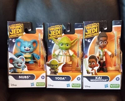 Disney Star Wars Young Jedi Adventures Yoda  Kai  Nubs  Lot Of 3 Hasbro All 3 - Imagem 1 de 4