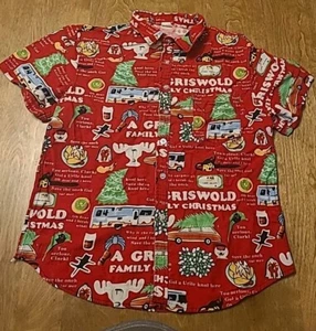 A Griswold Family Christmas Red Hawaiian Shirt Size Kids XL Foreign Language - Picture 1 of 7