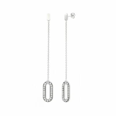 UNOAERRE orecchini in argento pendenti ovali con pietre zirconia cubica - Immagine 1 di 2