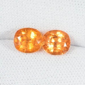 2.87Cts Best Luster Fanta Orange Natural Mandarin Garnet Cushion Pair..!!!!!! - Picture 1 of 2