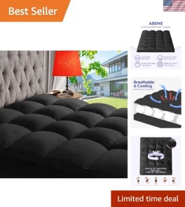 Luxus schwarze kurze Queen Matratzenauflage mit alternativer Daunenfüllung - Bild 1 von 10