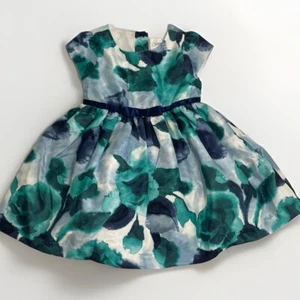 Gymboree Fun Fancy 12-18 Mo Blue Green Floral Watercolor Dress Holiday Party - Picture 1 of 9