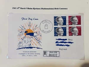 Norway FDC 1962 VIHELM BJERKNES MATHEMATICIAN BIRTH CENTENARY PAIR STAMP - Picture 1 of 1