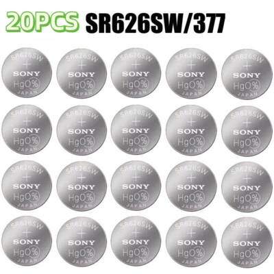 20PCS SR626 SR626SW AG4 LR626 Watch Battery Button Coin Cell Silver Oxide 377 - Image 1 of 4