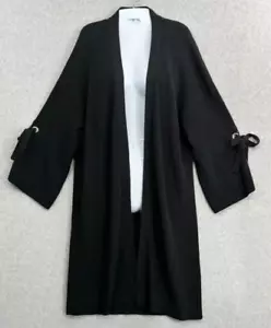 Cardigan Tommy Bahama Maglione Donna Extra Large Nero Lungo Aperto Frontale Manica Cravatta - Foto 1 di 11