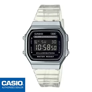 CASIO A168XES-1BEF⎪A168XES-1B⎪Original⎪Vintage ICONIC⎪RETRO⎪Correa transparente - Imagen 1 de 3