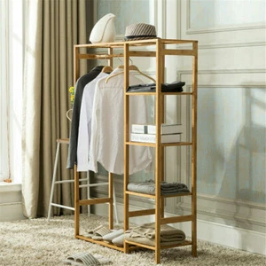 Ropa de madera concisa con soporte colgante estante de almacenamiento EE. UU. - Imagen 1 de 12