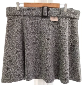 TU Women's Black & White Paisley Belted Flare Jersey Short Skirt Size 18 NEW - Picture 1 of 12