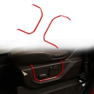 2 piezas Interruptor de ajuste del asiento delantero Marco Recorte Cubierta Para Ford F150 F-150 2015 + Rojo - Imagen 1 de 7