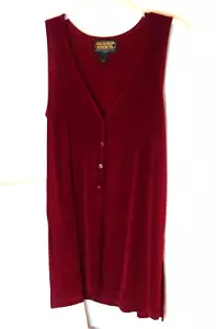 Vestido Vintage Picadilly Fashions Talla L Rojo Elastizado Sin Mangas Botón Delantero - Imagen 1 de 8