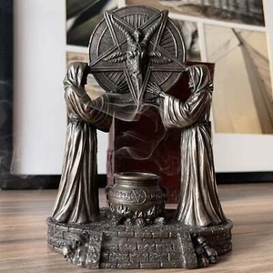 Sigil of Baphomet Ritual Altar Bronze Finish Backflow Incense Burner 7 Inches - Picture 1 of 9