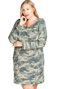 Vestido de salón de camuflaje talla grande manga larga - Imagen 1 de 7