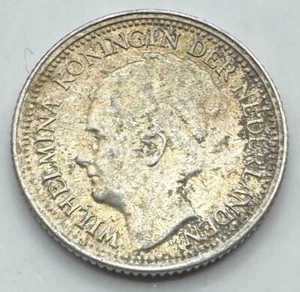 1941 Silver .640 Netherlands 10 Cents - World Silver Coin - Free Shipping - Picture 1 of 4