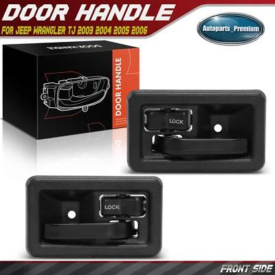 Manija de puerta interior negra texturizada delantera 2 piezas para Jeep Wrangler TJ 2003-2006 Foto 1 de 4