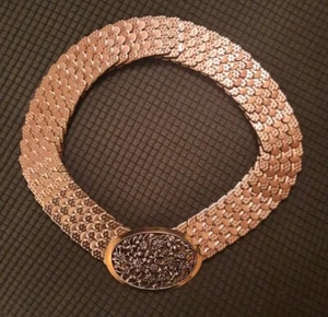 Vintage Gold Tone Stretch Belt Large Buckle  - Picture 1 of 12