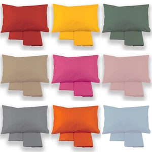 Completo letto lenzuola matrimoniale tinta unita due posti MADE IN ITALY - Foto 1 di 2