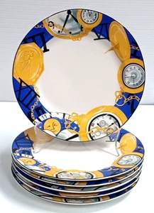 Furio Time Piece Dinner Plates 10.5" Contemporary Casual Set of 6 - Picture 1 of 6
