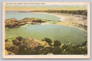 Postcard MA North Scituate Egypt MA Postmarked Beach View Pool Glades J5 - Picture 1 of 2