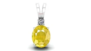10 Carat Certified Natural Yellow Sapphire Pendant/Locket (Pukhraj Stone Silver - Picture 1 of 5