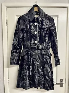 KAREN MILLEN SIGNATURE BLACK PONY FAUX FUR COAT SIZE 8 - RRP £395.00 - Picture 1 of 10