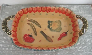 Made in Italy rechteckige Auflaufform Tablett ofenfest handbemalt, neu - Bild 1 von 10