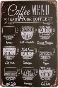 Coffee Bar Decor Sign Coffee Menu Wall Decor Coffee Metal Tin Signs For Coffee - Picture 1 of 5