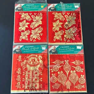 Dizzle Christmas Touch of Gold Iron On Foil Designs Lot Ornaments Poinsettias - Picture 1 of 2