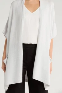 $395 NWT THEORY Knit Poncho in Wool-Cashmere Grey Whisper Palomino Sz M/L 33 In - Picture 1 of 10