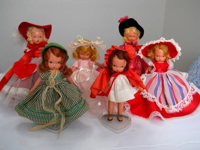 Vintage 1940s Nancy Ann Storybook Lot Frozen Orig Dresses Hats Pudgy Clean Cond - Image 1 of 4