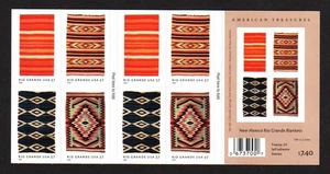 USA Scott 3929b Complete Self Adhesive Pane, 37¢ New Mexico Rio Grande Blankets - Picture 1 of 1
