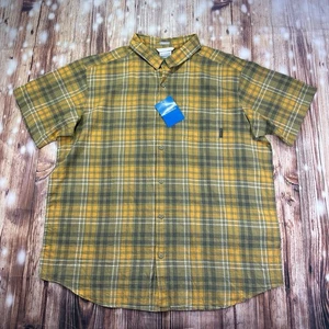 Camisa Columbia Amarilla y Gris A Cuadros Abotonada Calce Regular Talla XL Nueva con Etiquetas - Imagen 1 de 11