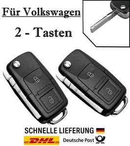 2x Ersatz Klappschlüssel Gehäuse für VW 2-Tasten PKW Fernbedienung KS01 - HU66 - Picture 1 of 8