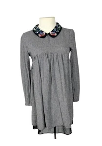 Vestido Babydoll Zara Mujer Colección Trafaluc Negro Cuadros Cuello Bordado - Imagen 1 de 8