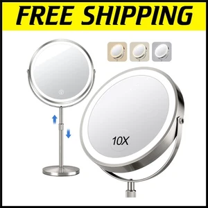 Stylish 10x/1x Lighted Make-Up Mirror - Cordless, Portable & Perfect for Travel - Picture 1 of 8