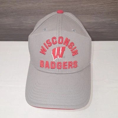 Wisconsin Badger Adidas Hat Adjustable Cap Baseball Grey Red - Image 1 of 4