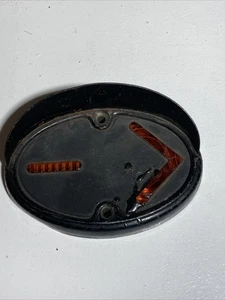 1930's Antique Glass Turn Signal Glass Lens w Arrow & Metal cover Black Yellow - Picture 1 of 13