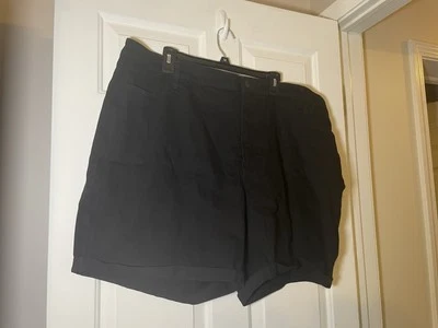 Mujer Old Navy O.G. Pantalones Cortos de Jean Rectos de Tiro Alto Negros con Puños Talla 24 Plus NUEVO Foto 1 de 4