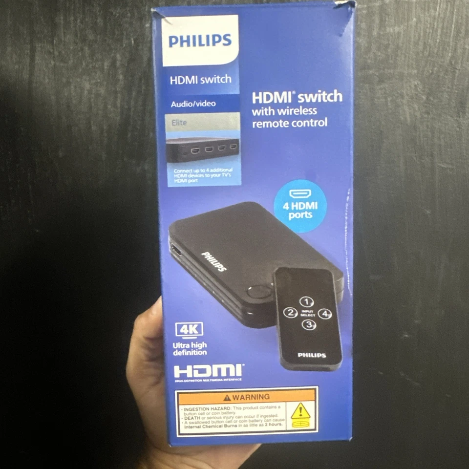 NEW Philips 4 Port HDMI Switch Elite 4K Ultra HD With Wireless Remote- - Image 1 of 1